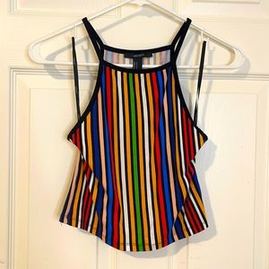 Vibrant striped fitted crop top
